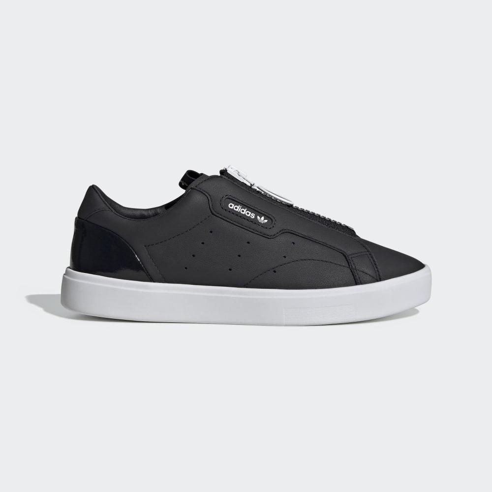 Originals Adidas Sleek Zip Dama Romania - Negrii/Albi EF0695